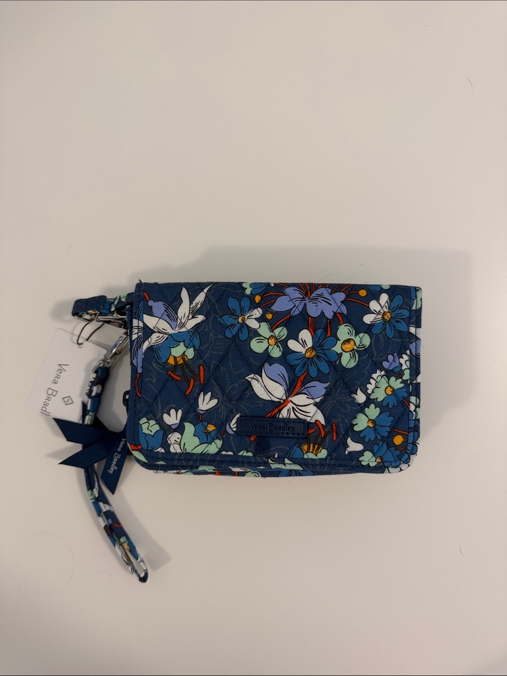 Vera Bradley Navy Blue Floral Quilted Wristlet